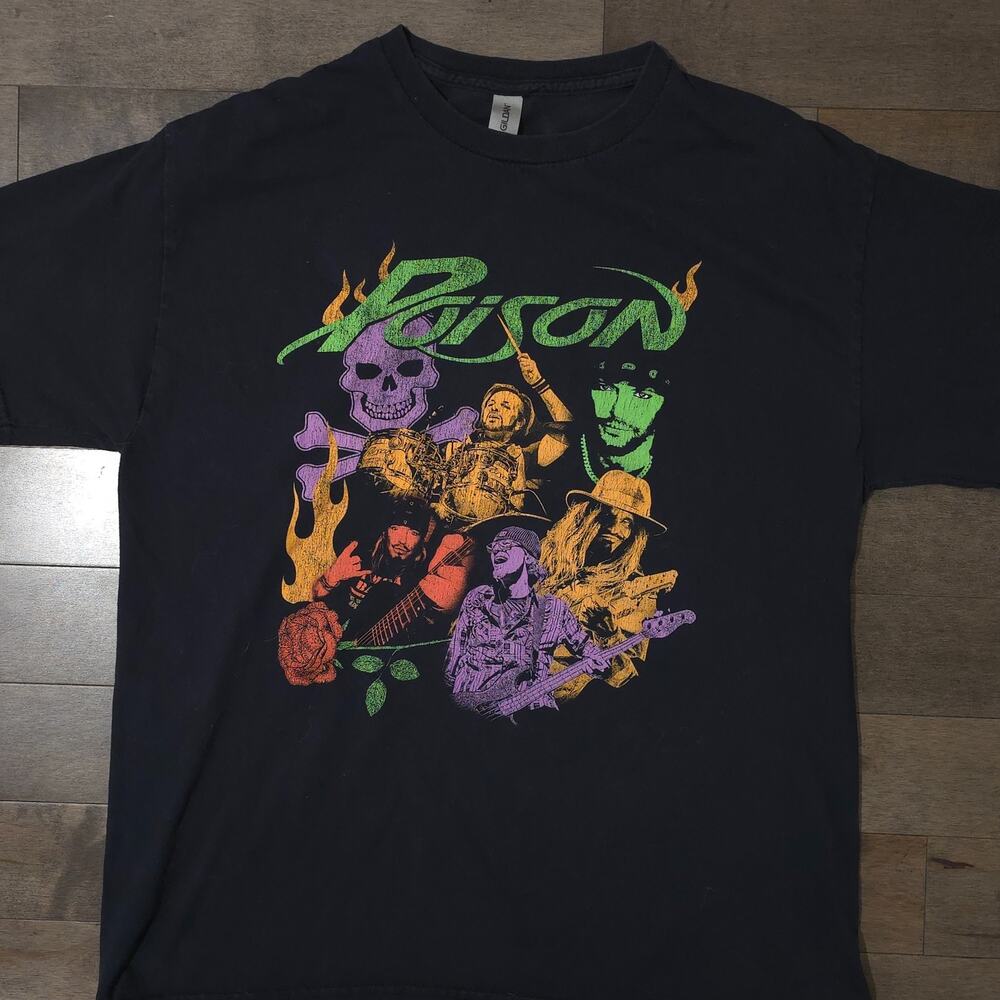 Poison Stadium Tour 2022 T Shirt Black Graphic Band Tee Adult Large - Picture 3 of 9
